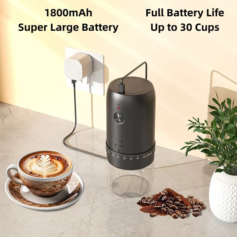 1800mAh Electric Coffee Grinder 40 Level Adjustable Burr Grinder Black - BOUTIQUEAMINESHOP.onlin