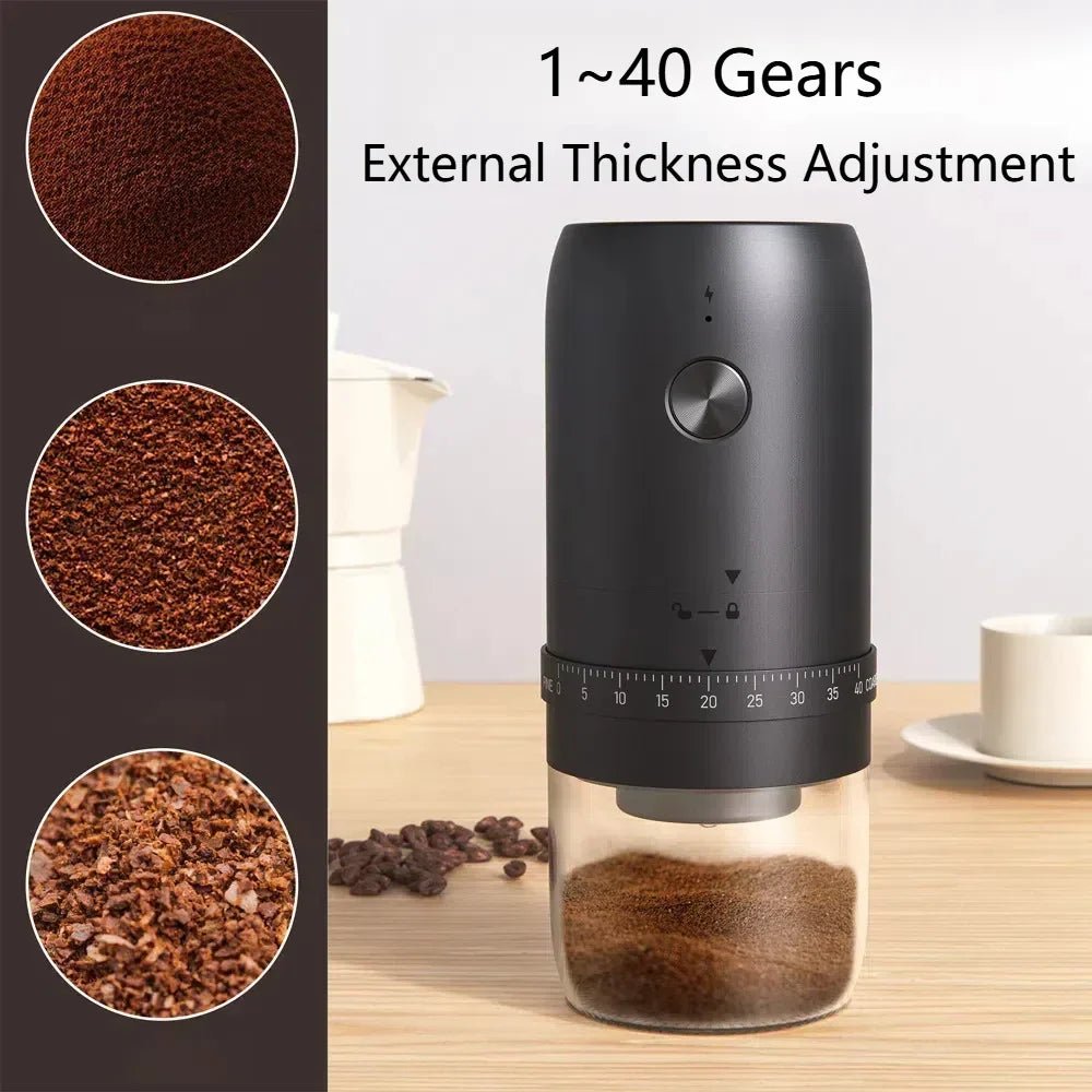 1800mAh Electric Coffee Grinder 40 Level Adjustable Burr Grinder Black - BOUTIQUEAMINESHOP.onlin