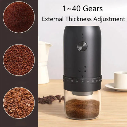 1800mAh Electric Coffee Grinder 40 Level Adjustable Burr Grinder Black - BOUTIQUEAMINESHOP.onlin