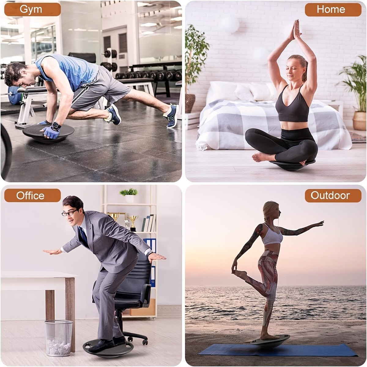 1pc Balance Board - Non - Slip Exercise Trainer(Black) - BOUTIQUEAMINESHOP.onlin