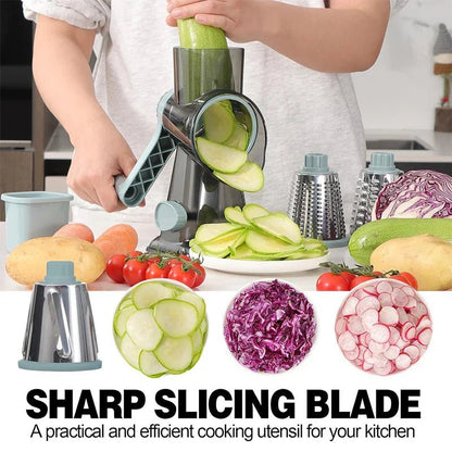 3 - in - 1 Rotary Cheese Grater – Versatile Manual Vegetable Slicer & Nut Grinder (Blue) - BOUTIQUEAMINESHOP.onlin