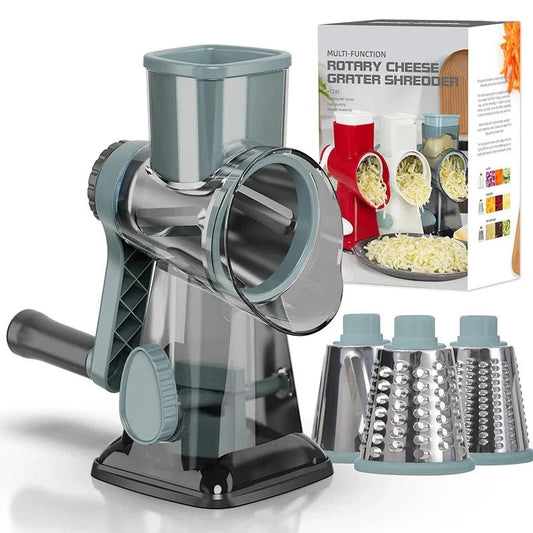 3 - in - 1 Rotary Cheese Grater – Versatile Manual Vegetable Slicer & Nut Grinder (Blue) - BOUTIQUEAMINESHOP.onlin