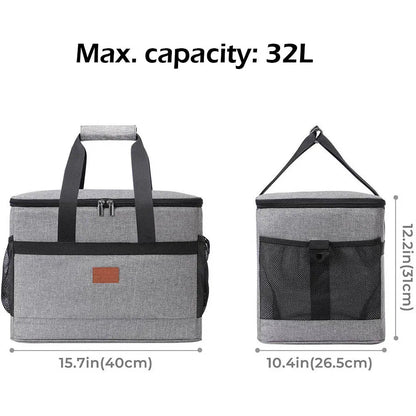 32L Large Soft Cooler Bag with Hard Liner Grey - BOUTIQUEAMINESHOP.onlin