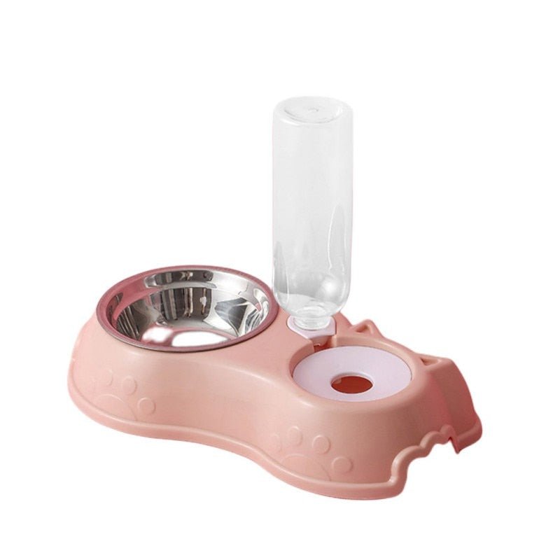 500ML Dog Bowl Cat Feeder Bowl With Dog Water Bottle Automatic Drinking Pet Bowl Cat Food Bowl Pet Stainless Steel Double 3 Bowl - BOUTIQUEAMINESHOP.onlin