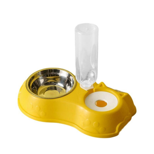 500ML Dog Bowl Cat Feeder Bowl With Dog Water Bottle Automatic Drinking Pet Bowl Cat Food Bowl Pet Stainless Steel Double 3 Bowl - BOUTIQUEAMINESHOP.onlin