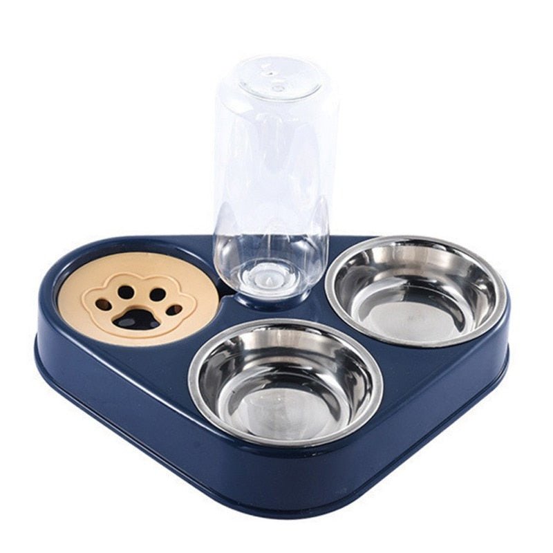 500ML Dog Bowl Cat Feeder Bowl With Dog Water Bottle Automatic Drinking Pet Bowl Cat Food Bowl Pet Stainless Steel Double 3 Bowl - BOUTIQUEAMINESHOP.onlin