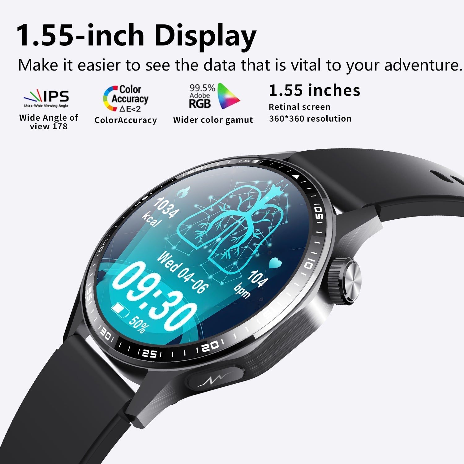 Advanced Health and Fitness Smartwatch with Tools to Manage Stress and Sleep, ECG App, SpO2, 24/7 Heart Rate - BOUTIQUEAMINESHOP.onlin