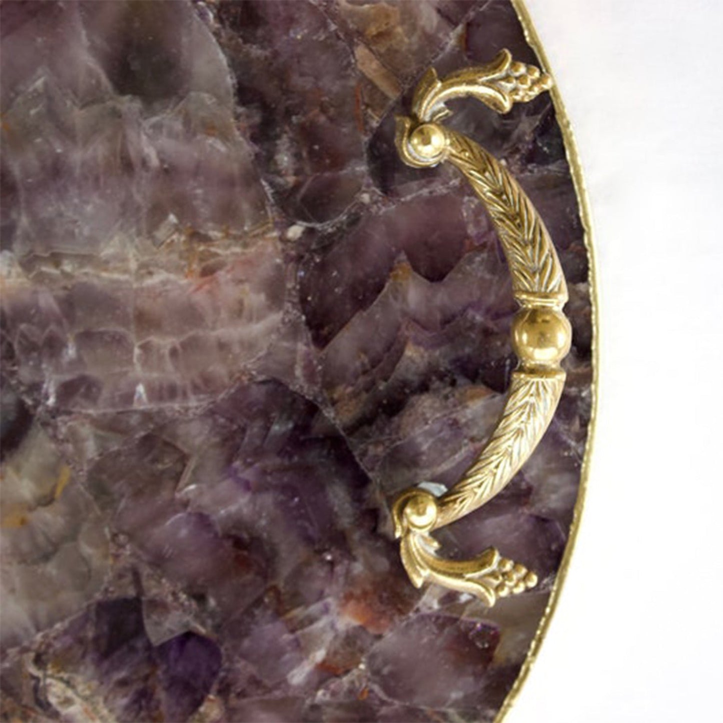Amethyst Agate Serving Tray With Brass Handles | Circular - BOUTIQUEAMINESHOP.onlin