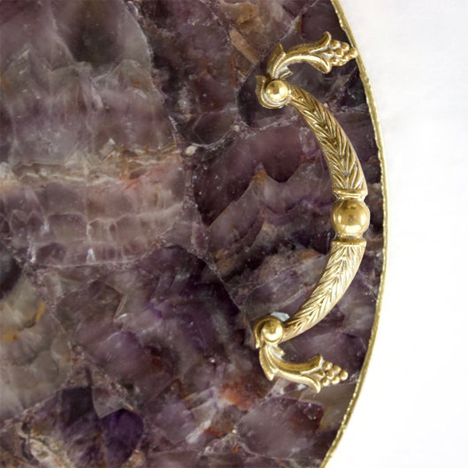 Amethyst Agate Serving Tray With Brass Handles | Circular - BOUTIQUEAMINESHOP.onlin