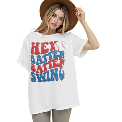 Baseball Mom Shirt Womens Baseball Shirts Oversized Hey Batter Batter Swing Graphic Ballpark Gift Short Sleeve Tops Casual Outfits Jeans Elegant White Baggy School Outfits Tees Fashion Loose - BOUTIQUEAMINESHOP.onlin