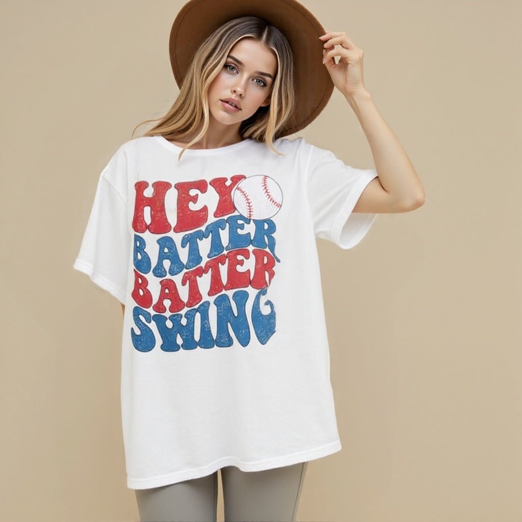 Baseball Mom Shirt Womens Baseball Shirts Oversized Hey Batter Batter Swing Graphic Ballpark Gift Short Sleeve Tops Casual Outfits Jeans Elegant White Baggy School Outfits Tees Fashion Loose - BOUTIQUEAMINESHOP.onlin