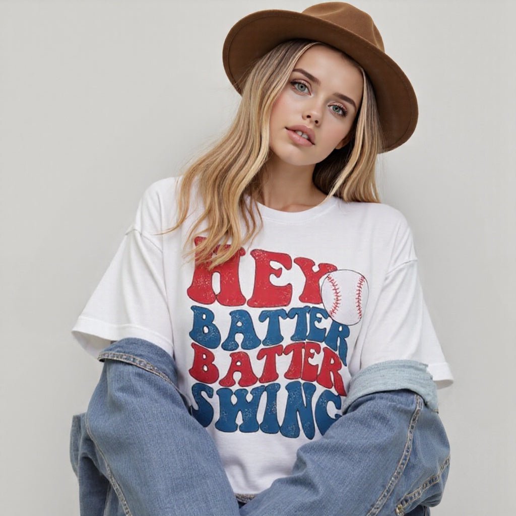 Baseball Mom Shirt Womens Baseball Shirts Oversized Hey Batter Batter Swing Graphic Ballpark Gift Short Sleeve Tops Casual Outfits Jeans Elegant White Baggy School Outfits Tees Fashion Loose - BOUTIQUEAMINESHOP.onlin