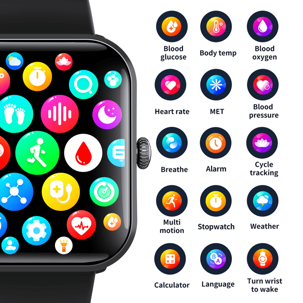 Blood Sugar Glucose Monitor Smart Watch for Diabetics SOS Emergency Alarm Call - BOUTIQUEAMINESHOP.onlin