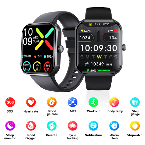 Blood Sugar Glucose Monitor Smart Watch for Diabetics SOS Emergency Alarm Call - BOUTIQUEAMINESHOP.onlin