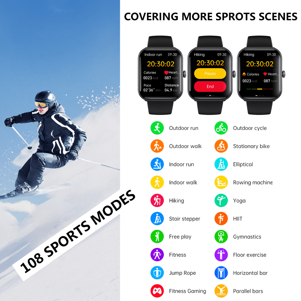 Blood Sugar Glucose Monitor Smart Watch for Diabetics SOS Emergency Alarm Call - BOUTIQUEAMINESHOP.onlin