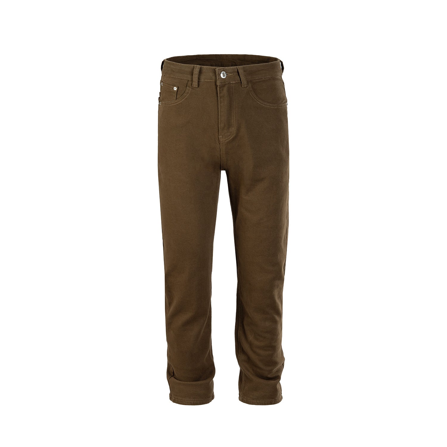 Brown Multi - size Washed Distressed Trousers - BOUTIQUEAMINESHOP.onlin