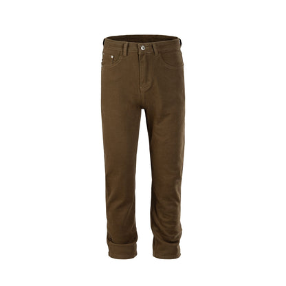 Brown Multi - size Washed Distressed Trousers - BOUTIQUEAMINESHOP.onlin