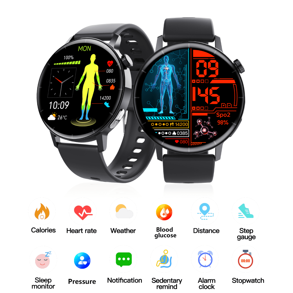 ECG monitor Smart Watch Non Invasive Blood Glucose Smart Watch with Blood Component Analysis - BOUTIQUEAMINESHOP.onlin