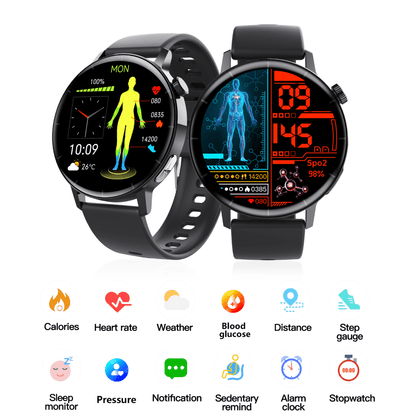 ECG monitor Smart Watch Non Invasive Blood Glucose Smart Watch with Blood Component Analysis - BOUTIQUEAMINESHOP.onlin