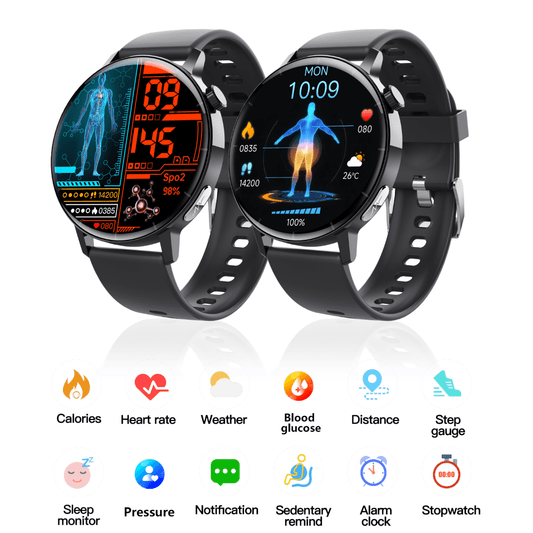 ECG monitor Smart Watch Non Invasive Blood Glucose Smart Watch with Blood Component Analysis - BOUTIQUEAMINESHOP.onlin
