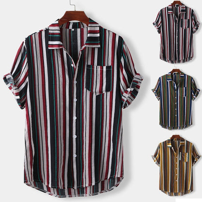 Hawaiian striped casual shirt - BOUTIQUEAMINESHOP.onlin
