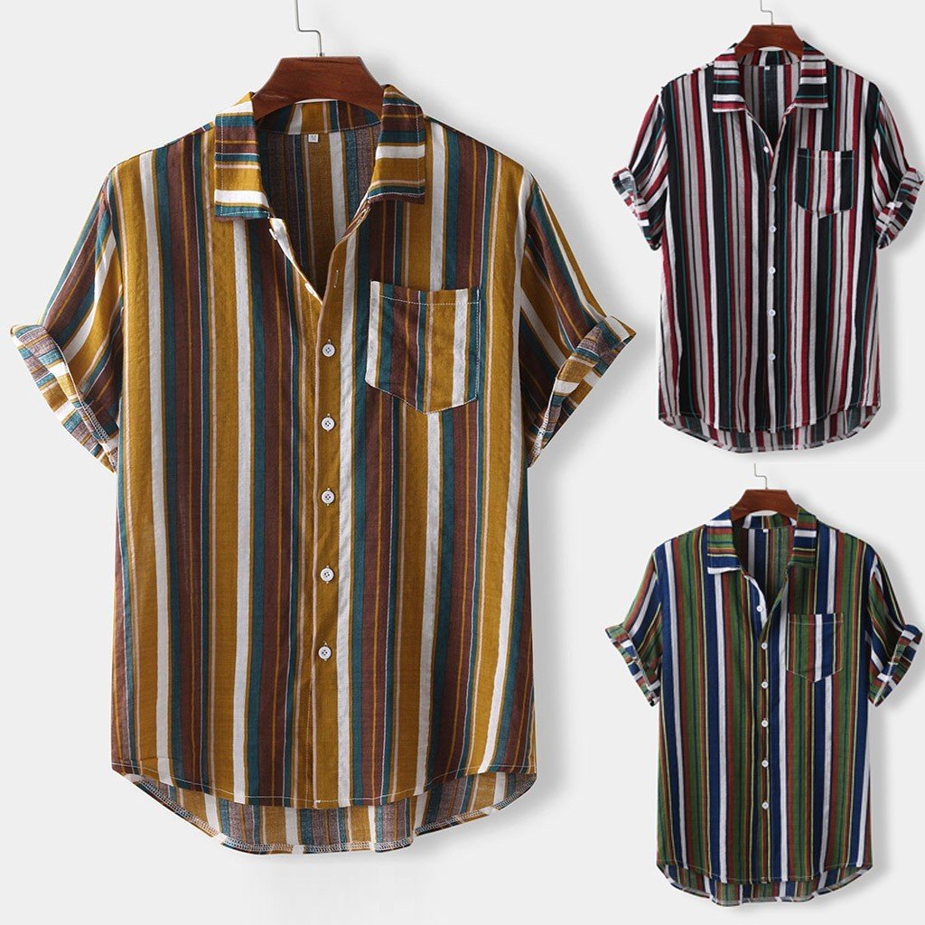 Hawaiian striped casual shirt - BOUTIQUEAMINESHOP.onlin