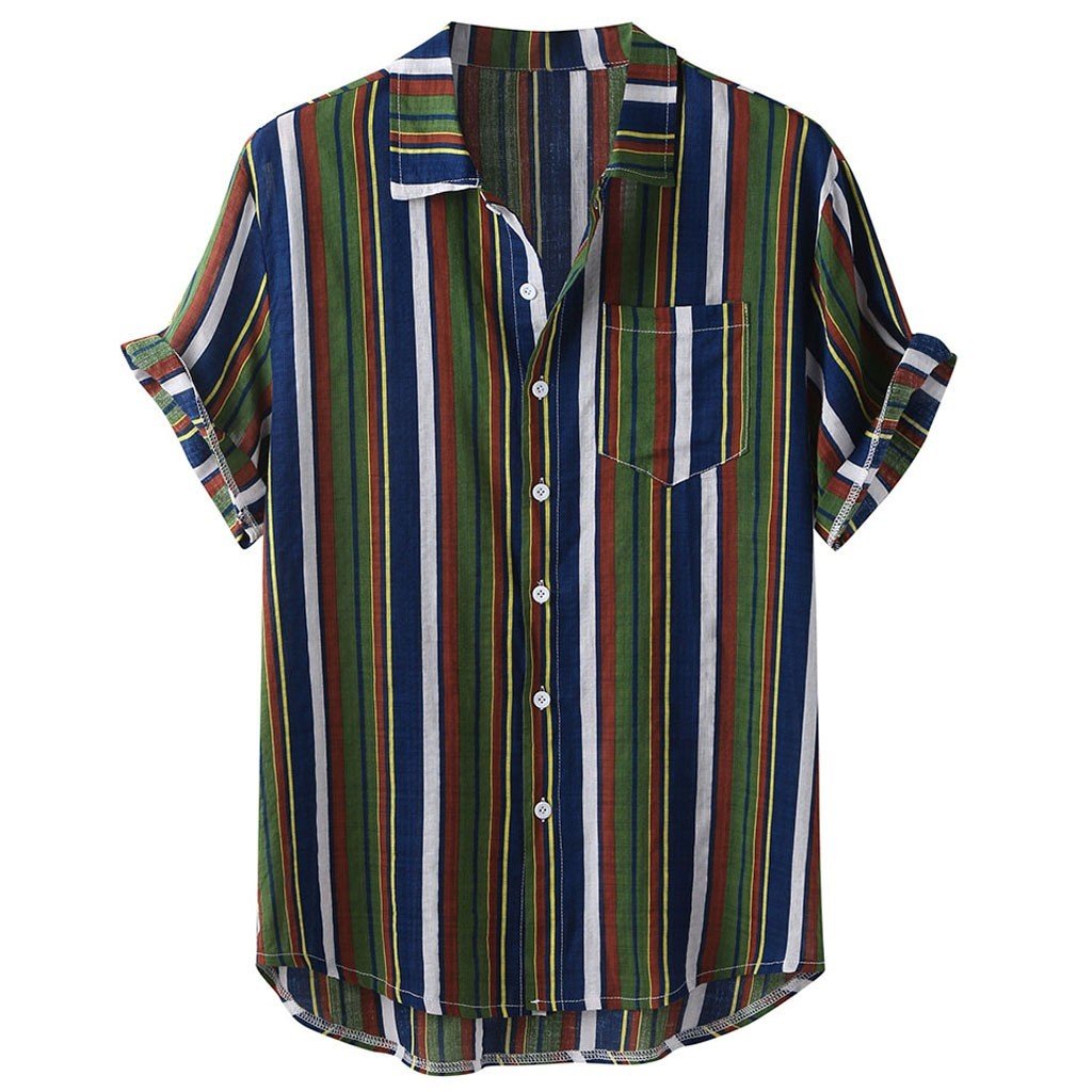 Hawaiian striped casual shirt - BOUTIQUEAMINESHOP.onlin