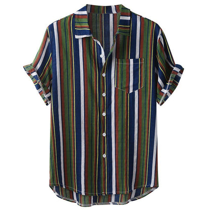 Hawaiian striped casual shirt - BOUTIQUEAMINESHOP.onlin