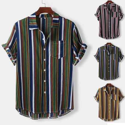 Hawaiian striped casual shirt - BOUTIQUEAMINESHOP.onlin