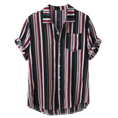 Hawaiian striped casual shirt - BOUTIQUEAMINESHOP.onlin
