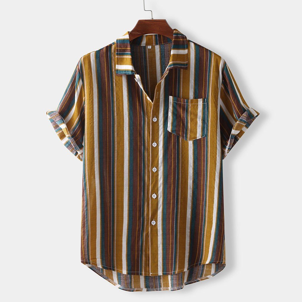 Hawaiian striped casual shirt - BOUTIQUEAMINESHOP.onlin