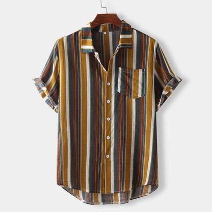Hawaiian striped casual shirt - BOUTIQUEAMINESHOP.onlin
