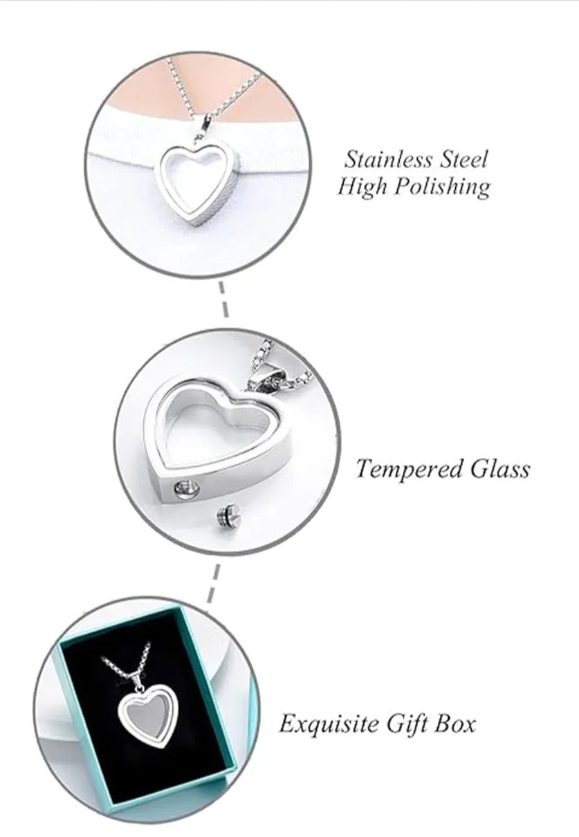 Heartfelt Remembrance: Stainless Steel Heart - Shaped Cremation Pendant - BOUTIQUEAMINESHOP.onlin