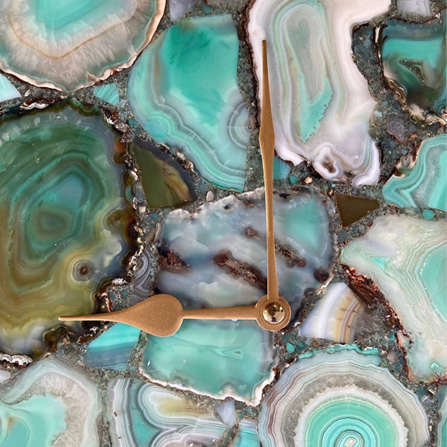 Large Green Agate Wall Clock/Personalised Momento/10"x15" - BOUTIQUEAMINESHOP.onlin