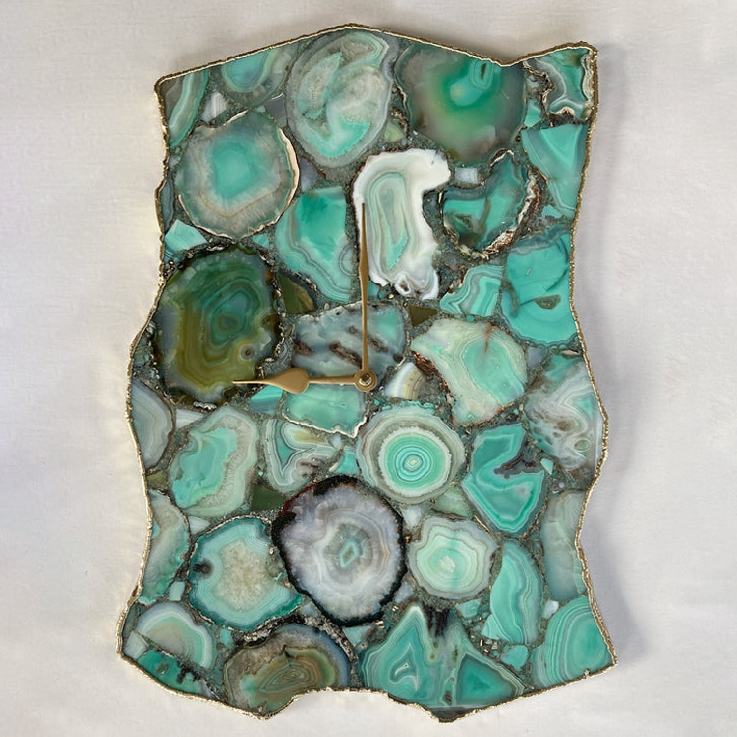 Large Green Agate Wall Clock/Personalised Momento/10"x15" - BOUTIQUEAMINESHOP.onlin
