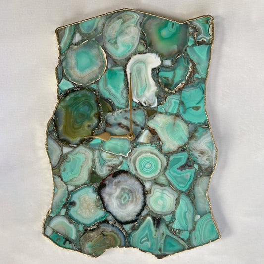 Large Green Agate Wall Clock/Personalised Momento/10"x15" - BOUTIQUEAMINESHOP.onlin