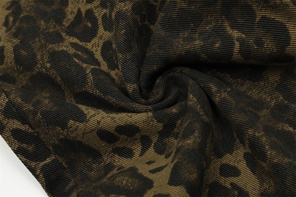 Leopard Camouflage Pleated Casual Straight Trousers - BOUTIQUEAMINESHOP.onlin