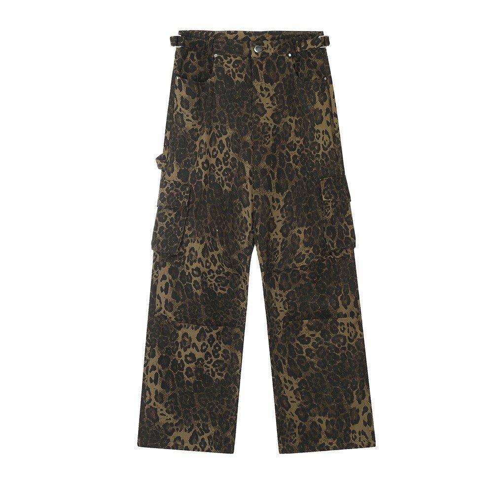 Leopard Camouflage Pleated Casual Straight Trousers - BOUTIQUEAMINESHOP.onlin