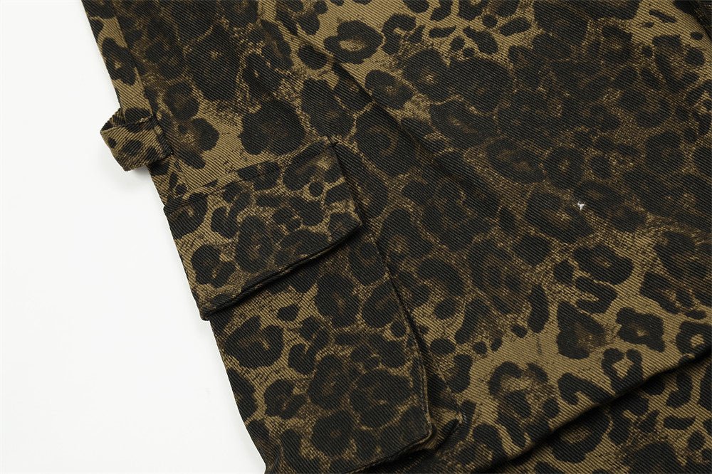 Leopard Camouflage Pleated Casual Straight Trousers - BOUTIQUEAMINESHOP.onlin