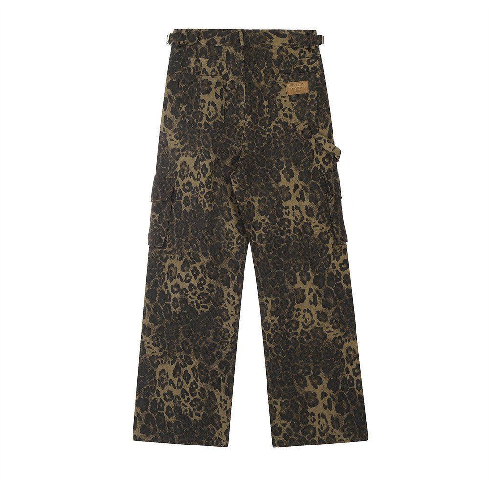 Leopard Camouflage Pleated Casual Straight Trousers - BOUTIQUEAMINESHOP.onlin