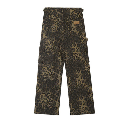 Leopard Camouflage Pleated Casual Straight Trousers - BOUTIQUEAMINESHOP.onlin