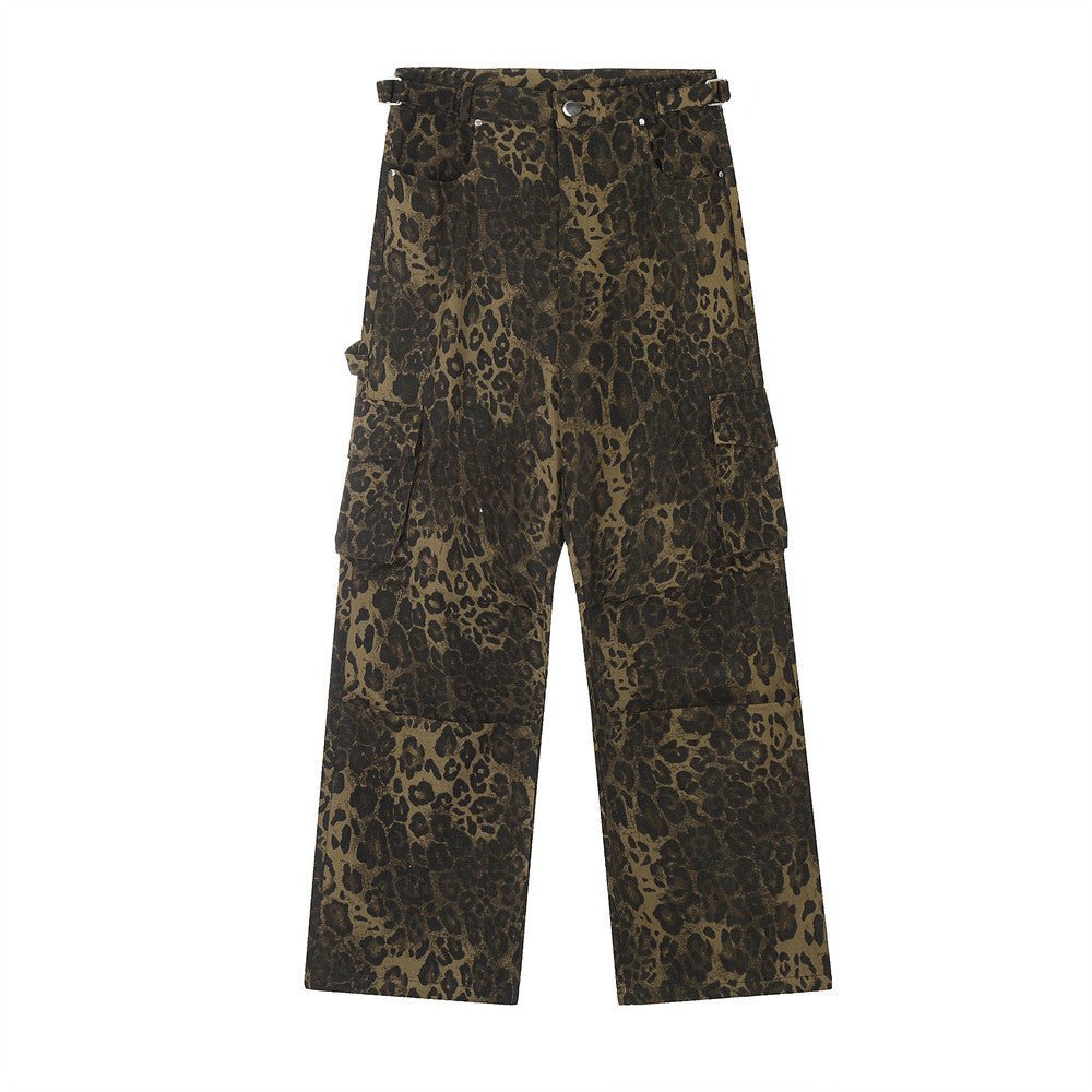 Leopard Camouflage Pleated Casual Straight Trousers - BOUTIQUEAMINESHOP.onlin