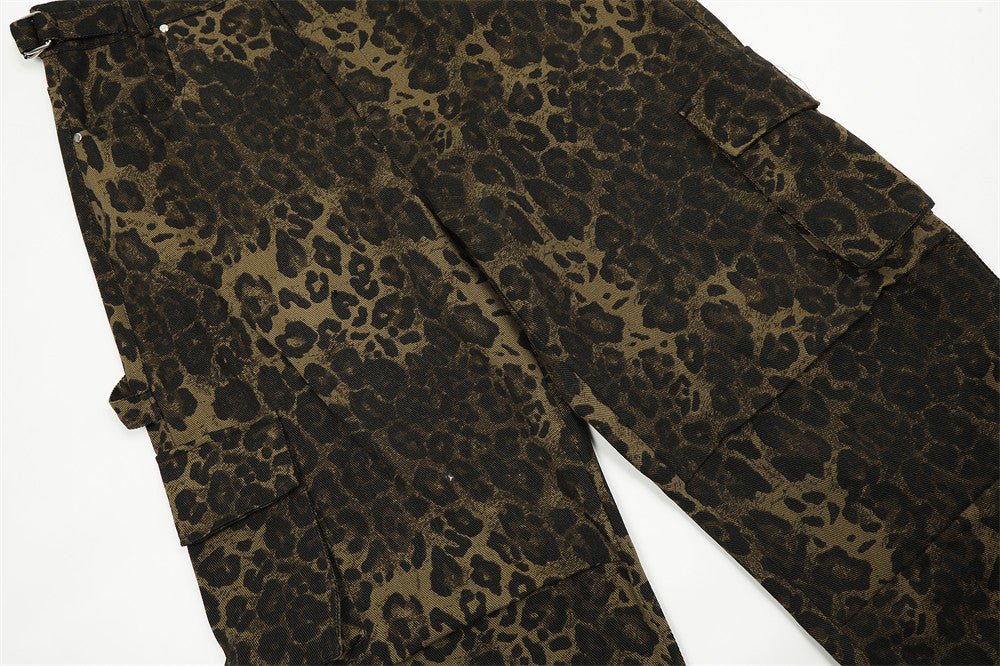 Leopard Camouflage Pleated Casual Straight Trousers - BOUTIQUEAMINESHOP.onlin