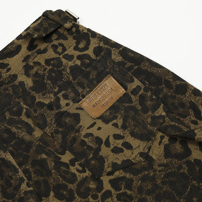 Leopard Camouflage Pleated Casual Straight Trousers - BOUTIQUEAMINESHOP.onlin
