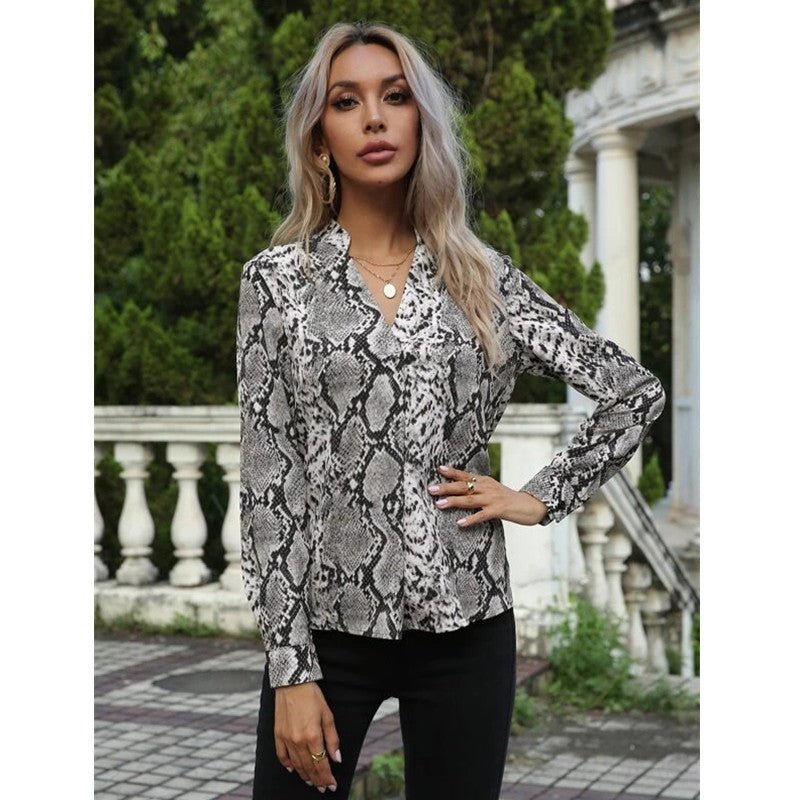 Leopard Print Shirts Long Sleeve Lapel Pattern Shirts Women's - BOUTIQUEAMINESHOP.onlin