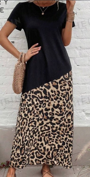 Leopard Print Tee Dress - BOUTIQUEAMINESHOP.onlin