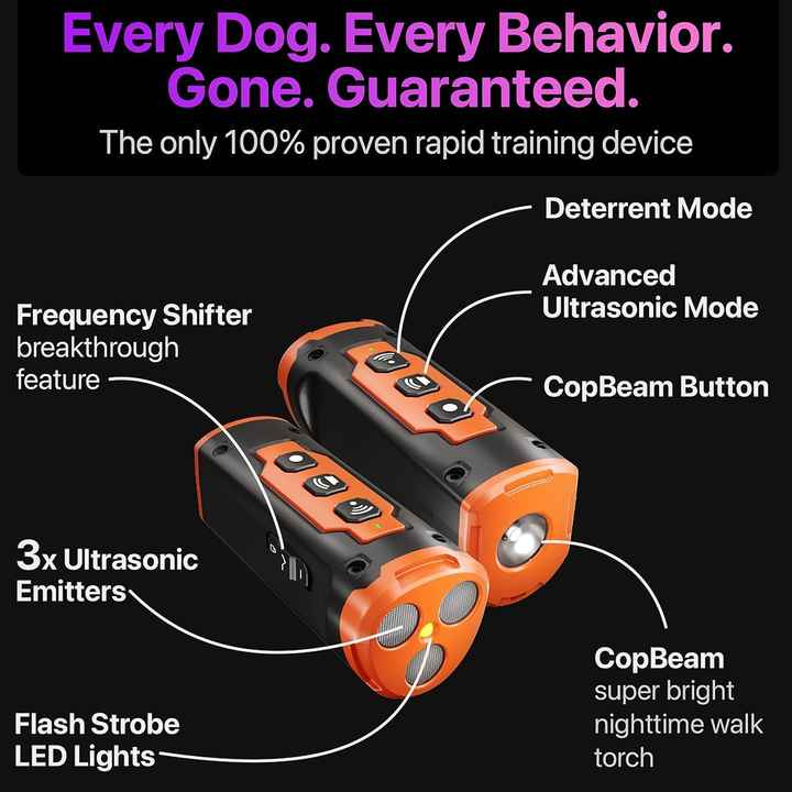NNEDSZ Orange Multifunctional Ultrasonic Dog Repeller & Flashlight - Long - Range SOS Emergency Light - BOUTIQUEAMINESHOP.onlin