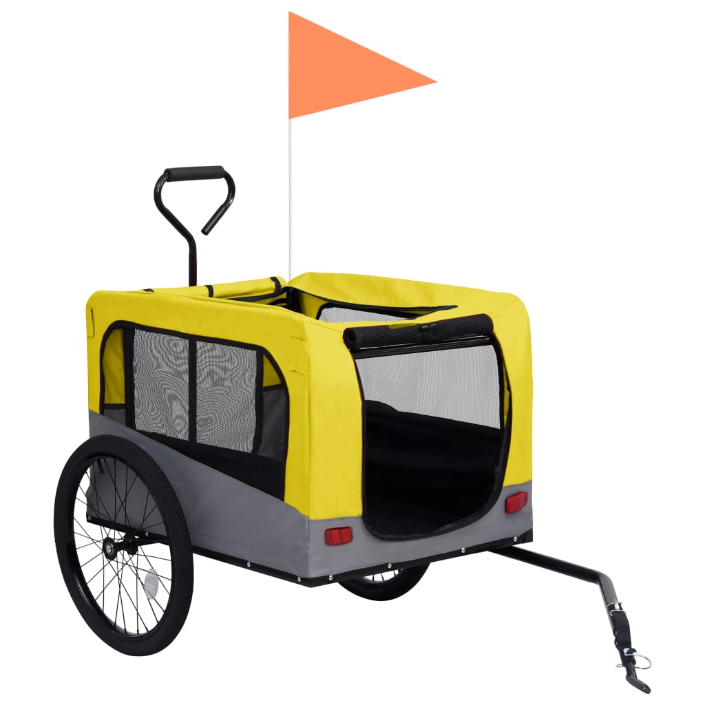 NNEVL 2 - in - 1 Pet Bike Trailer and Jogging Stroller Yellow and Grey - BOUTIQUEAMINESHOP.onlin