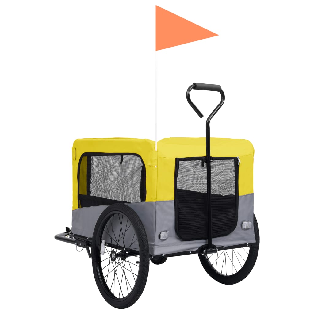 NNEVL 2 - in - 1 Pet Bike Trailer and Jogging Stroller Yellow and Grey - BOUTIQUEAMINESHOP.onlin