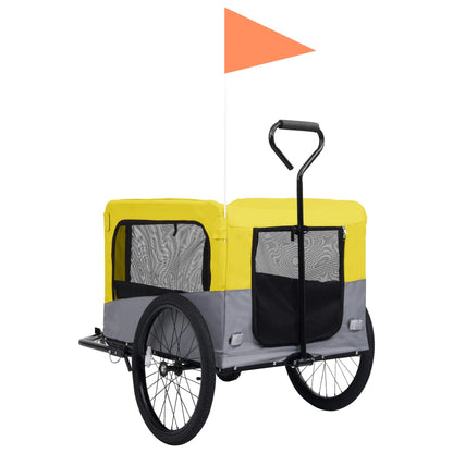 NNEVL 2 - in - 1 Pet Bike Trailer and Jogging Stroller Yellow and Grey - BOUTIQUEAMINESHOP.onlin